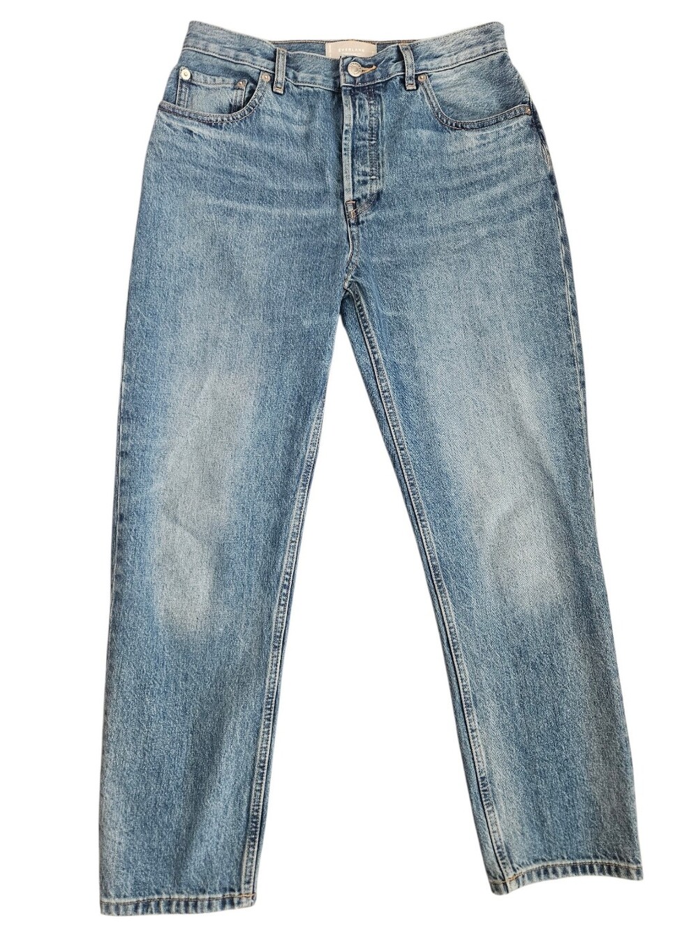 Everlane Womens 28 Blue The 90s Cheeky‎ Organic Cotton Crop Button Fly Jeans